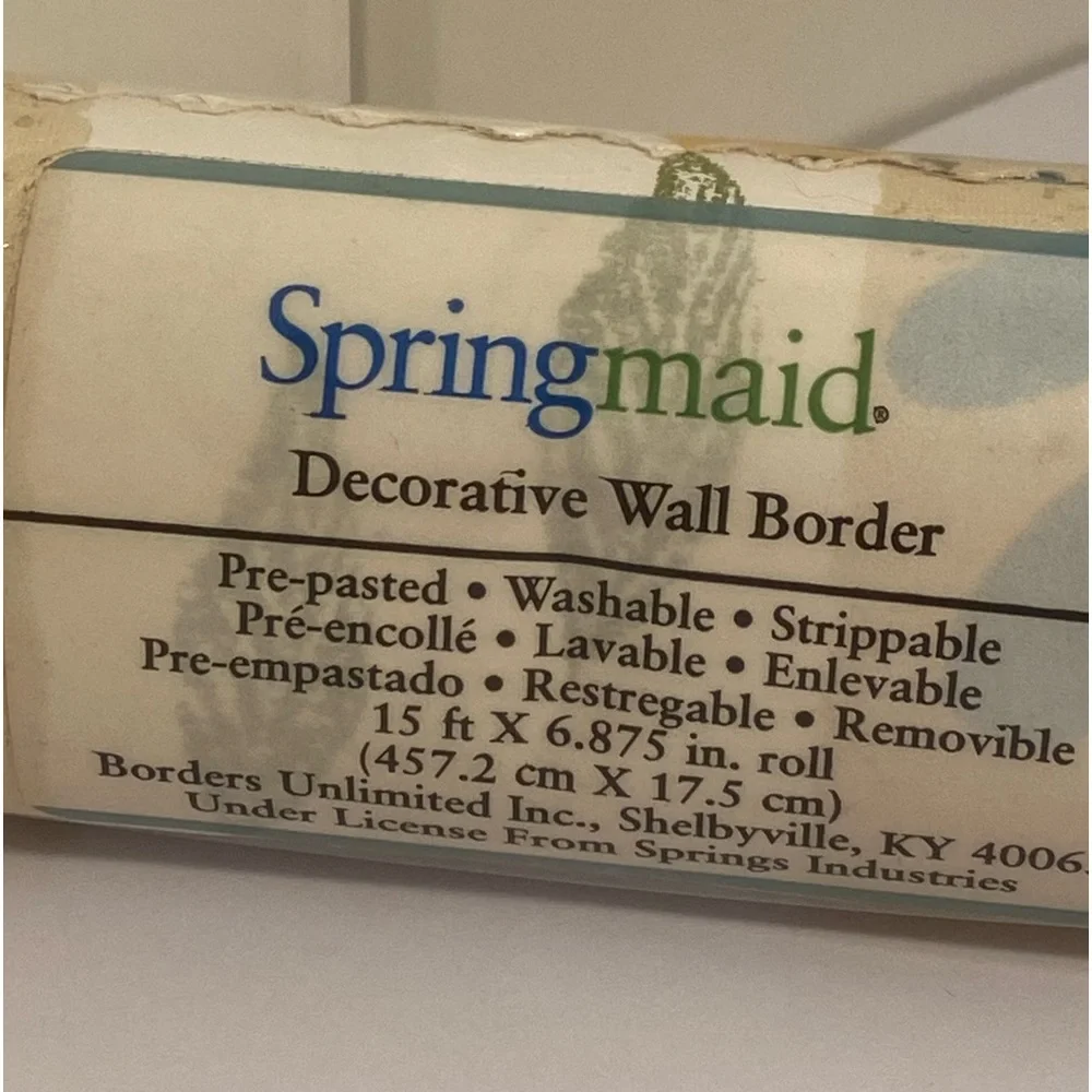 90s springmaid wall paper wall border floral LOVES ME daises Spring Maid vintage